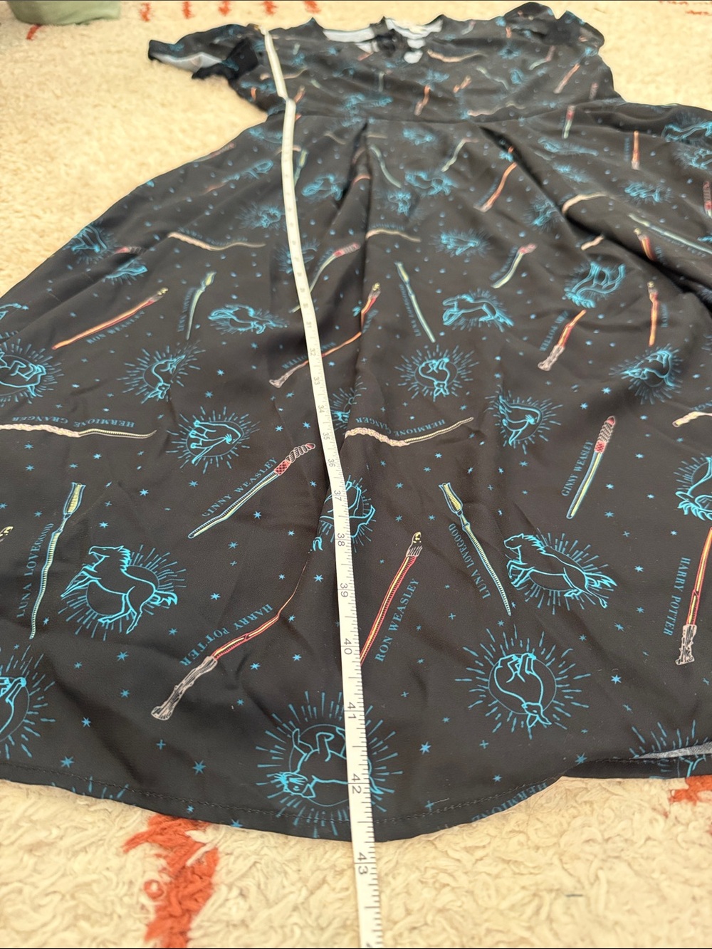 Unique Vintage Harry Potter Patronus Wand Print Dahlia Swing Dress - Picture 10 of 12